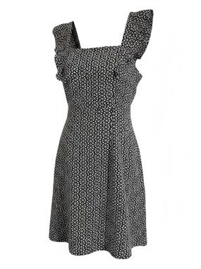 Black & White Geometric Midi Dress with Square Neck by Scoop 3XL